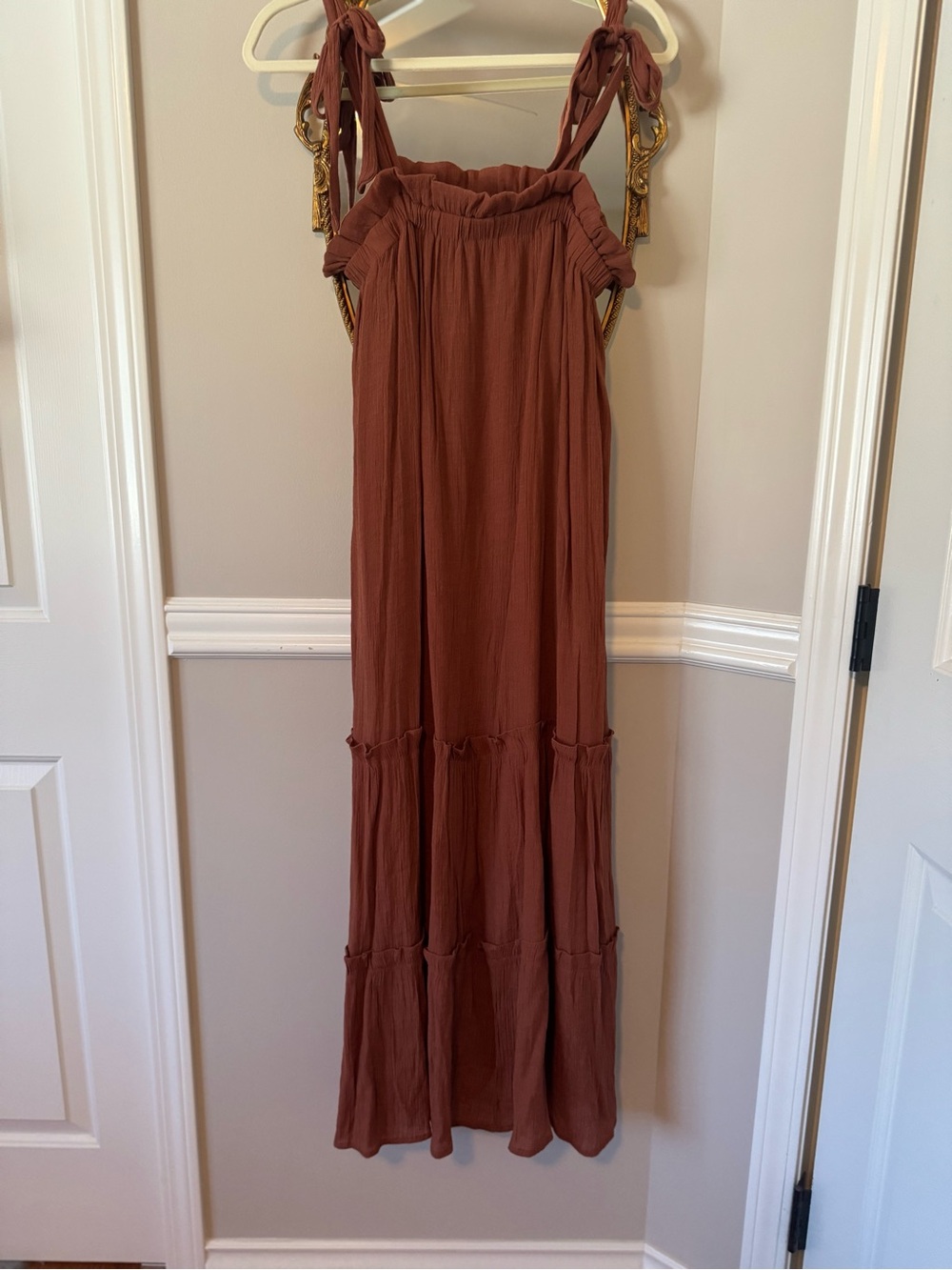 Blu Pepper Rust Tie-Shoulder Maxi Skirt